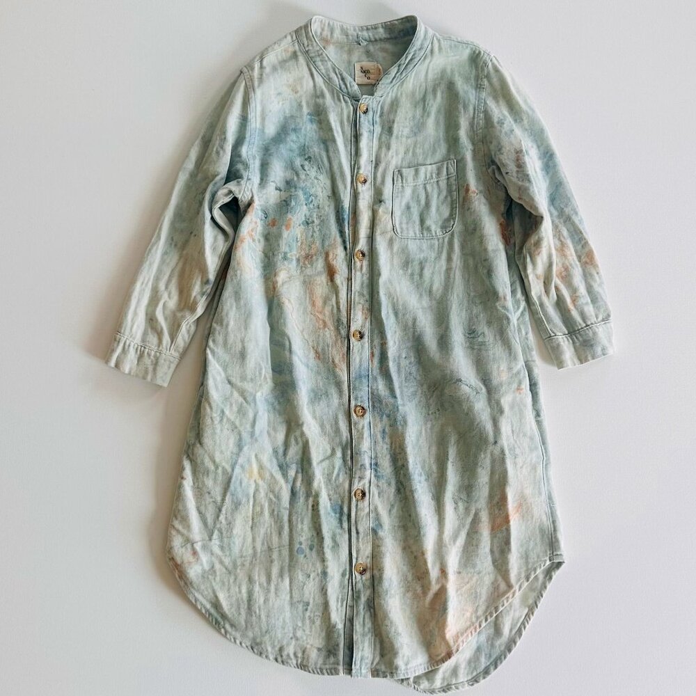 Nico Nico Kids Organic Cotton Button Down Shirt Dress — Size 6Y — Made in USA